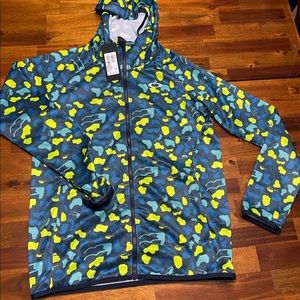 Blue storm print graphic Oakley zip-up hoodie